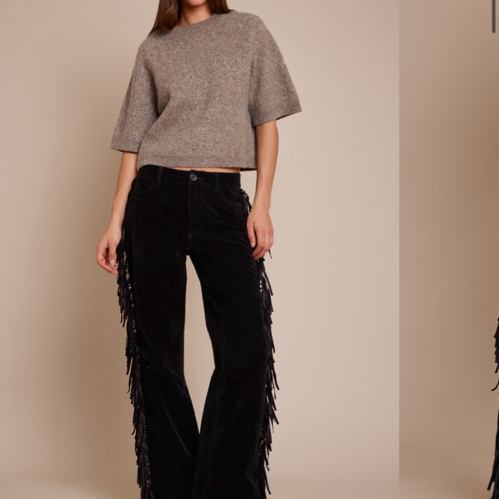 PrettyLittleThing Black fringe pants